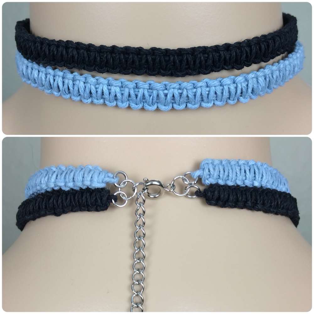 Baby Blue & Navy Stacked Hemp Choker